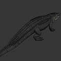 Realistic 3D Crocodile Model With Detailed Scaly Skin And Gray Background