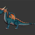 Adorable Blue Dragon Figurine With Orange Wings White Horns And Pink Belly