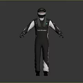Racing Driver Wearing Black And White Racing Suit With TecnamLamb Logo Helmet And Gloves