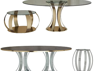Modern Coffee Tables With Glass Tops And Metal Geometric Bases In Various Contemporary Designs 3d model