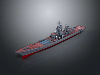 Detailed Warship Watercraft 3D Model With Deck Structure And Design View 3d model