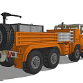 Orange TATRA Heavy Duty Truck With Multiple Wheels Front Red White Stripes And Warning Lights