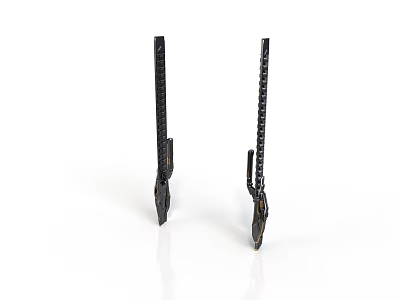 Two Black Ancient Spearheads With Spiral Shafts And Sharp Metal Tips 3d model