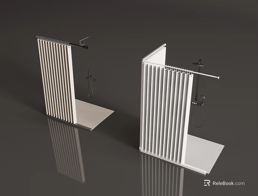 Modern Contemporary Metal Striped Display Stands With Platform And Hooks Design 3d model 