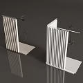 Modern Contemporary Metal Striped Display Stands With Platform And Hooks Design