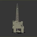Detailed Industrial Equipment Drilling Platform With Derrick And Support Structure