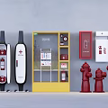 Comprehensive Fire Equipment Assortment with Hydrants Extinguishers First Aid Kits and Cabinets 3d model