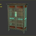 Traditional Chinese Mahogany Wooden Cabinet With Ornate Carved Patterns And Brass Latch