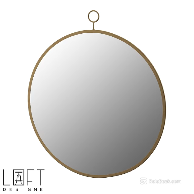 Stylish Round Mirror With Golden Frame For Home Wall Decoration 3d model 