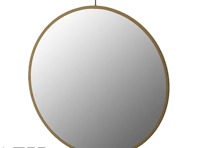 Stylish Round Mirror With Golden Frame For Home Wall Decoration 3d model