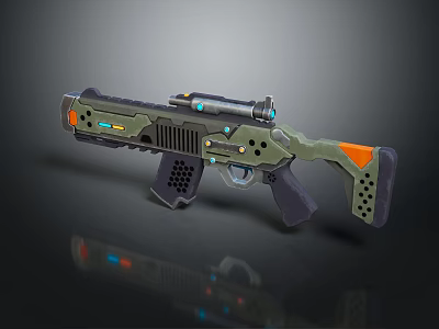 Futuristic Sci Fi Weapon With Scope Illuminated Parts And Green Orange Accents 3d model