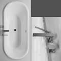 Modern White Bathtub Design With Sleek Faucet And Control Handles