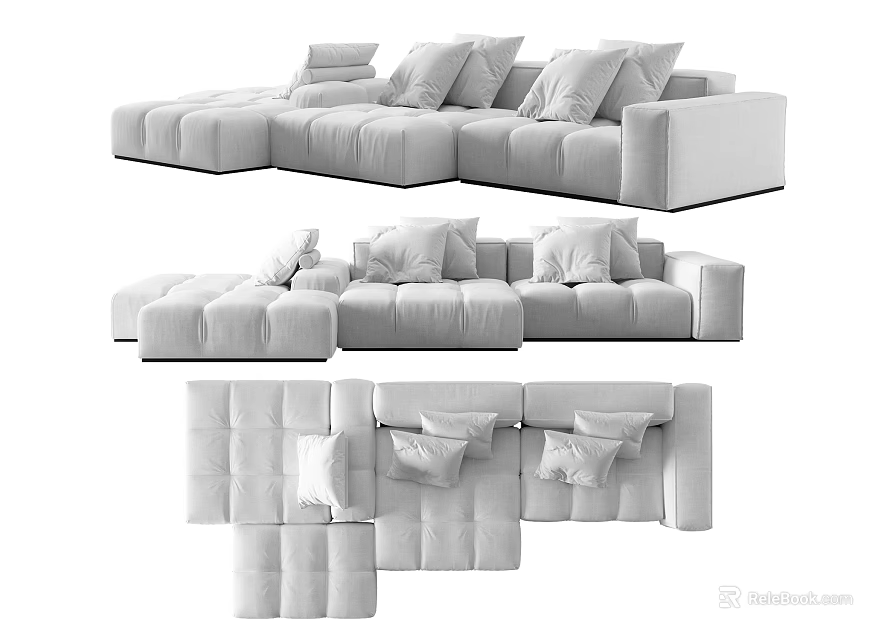 Modern Sectional Sofa With Modular Design Plush Cushions And Comfortable Upholstery 3d model