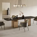Modern Dining Table Set With Black Tabletop Gray Chairs And Pendant Chandelier