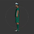 3D Character In Green Sports Outfit With Companion Creature Standing On Smooth Surface