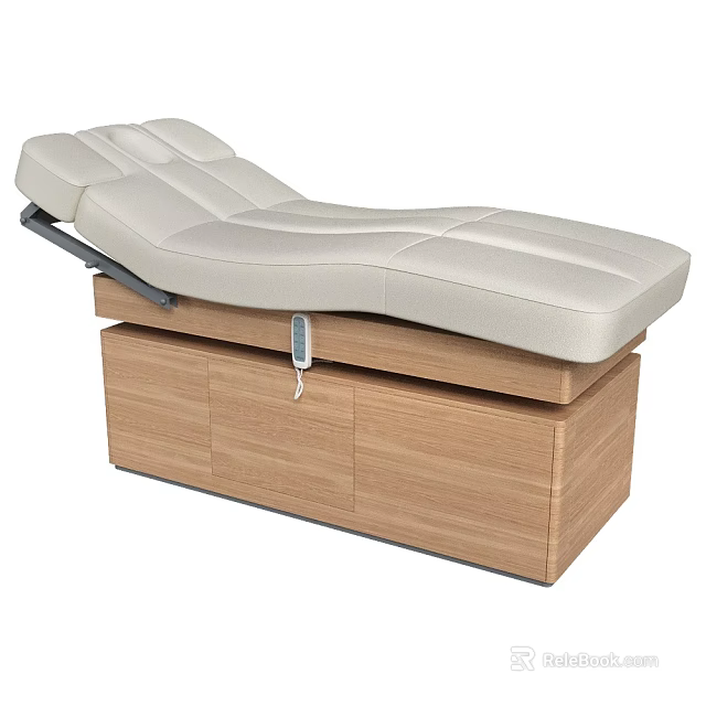 Luxury White Leather Recliner Chair with Wooden Storage Cabinet and Adjustable Control 3d model 