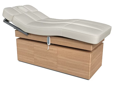 Luxury White Leather Recliner Chair with Wooden Storage Cabinet and Adjustable Control 3d model