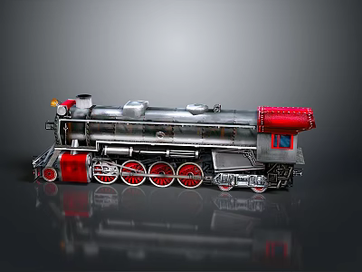 Vintage Silver Red Steam Train Model With Detailed Wheels And Classic Design 3d model