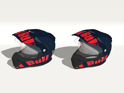 Stylish BULL Motorcycle Helmet With Navy Red Design And Transparent Visor 3d model