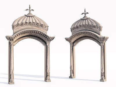 Classical Stone Door Arches With Decorative Dome Top And Ornate Columns 3d model