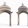 Classical Stone Door Arches With Decorative Dome Top And Ornate Columns