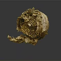 Natural Honeycomb Structure With Broken Outer Shell And Hexagonal Cells On Dark Surface