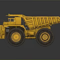 Large Yellow Mining Truck With Heavy Duty Dump Body Large Tires And Cab