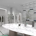 Modern Clothing Store Interior Design With Mannequins Clothing Racks And Green Plants