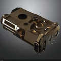 Golden Weapon Tactical Mechanical Component With Circular Holes And Metallic Texture 3d model