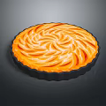 Freshly Baked Orange Spiral Pie With Black Crust On Dark Background