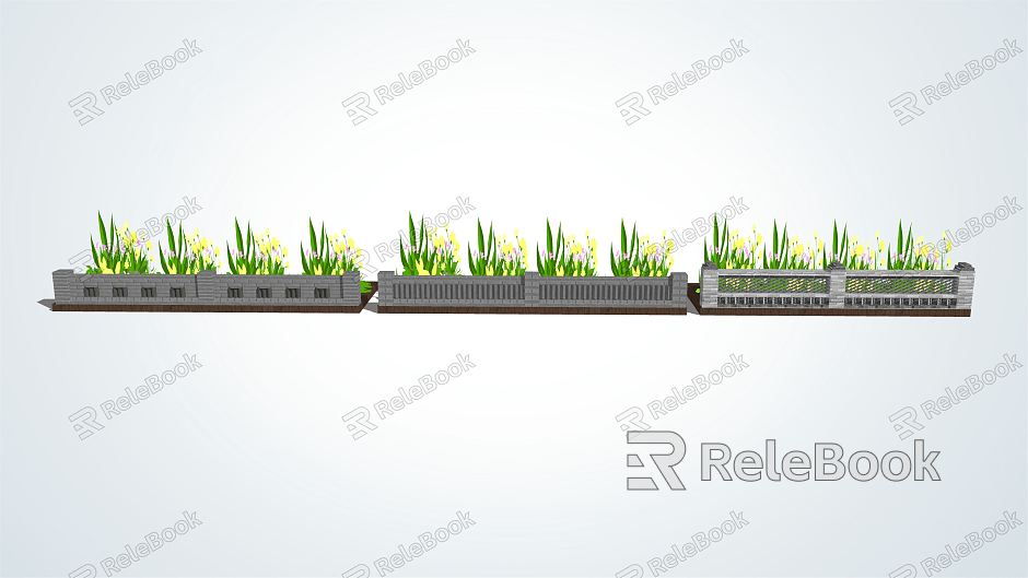 New Chinese style flower bed flower pool low wall model