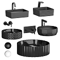 Black Bathtub Assortment Featuring Various Modern Shapes And Sleek Faucet Parts