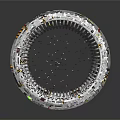 Rolled Cylindrical Object With Text Patterns Colorful Surface And Reflective Effect On Black Background