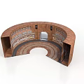 Detailed Semicircular Brick Building Model With Multi level Seating And Circular Opening