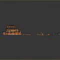 Traditional Architecture 3D Model with Orange Black Design Modular Roof and Detachable Parts