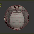 Futuristic Spherical Weapon with Metallic Surface Grid Structure and Green Glowing Mechanical Components 3d model