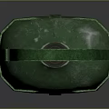 Vintage Green Metal Canteen with Carrying Handle and Black Cap as Essential Living Accessory
