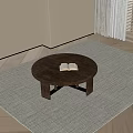Modern Sofa Coffee Table Set With Round Wooden Top Open Book on Gray Rug