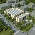 Modern Design Industrial Factory Aerial View With Greenery Roads And Parking Vehicles