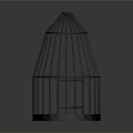 Black Metal Birdcage With Conical Shape Vertical Bars And Round Base