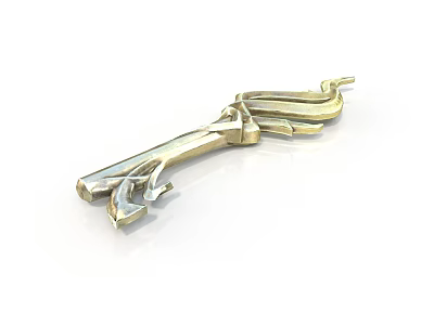 Decorative Golden Metallic Weapon with Curved Design and Polished Shiny Surface 3d model