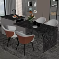 Black Island Table Rock Board Dining Table and Chair Combination Simple Dining Table Cream Style Household Dining Table Black Marble Island Table Dining Table 3d model