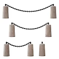 Ornamental Stone Pillars Connected With Black Chains For Decorative Setup 3d model