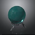 Vibrant Green Glossy Sphere On Metallic Silver Decorative Stand Base