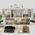 Detached Villa Interior Layout With Bedrooms Living Room Kitchen Garage And Trees