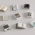 Various Open and Closed Books Magazines With Different Designs and Covers 3d model