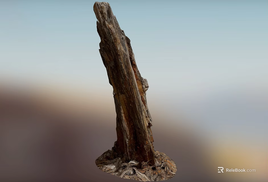 Handcrafted Natural Rustic Stone And Wood Decorative Sculpture With Textured Surface 3d model 