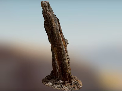 Handcrafted Natural Rustic Stone And Wood Decorative Sculpture With Textured Surface 3d model