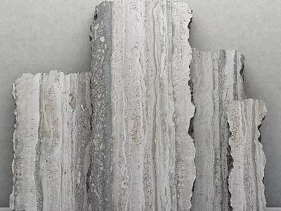 Natural Textured Stone Components For Interior Decor With Rough Edges And Beige Gray Patterns 3d model