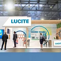 Modern LUCITE Exhibition Booth With Open Structure Green Plants And Visitor Displays
